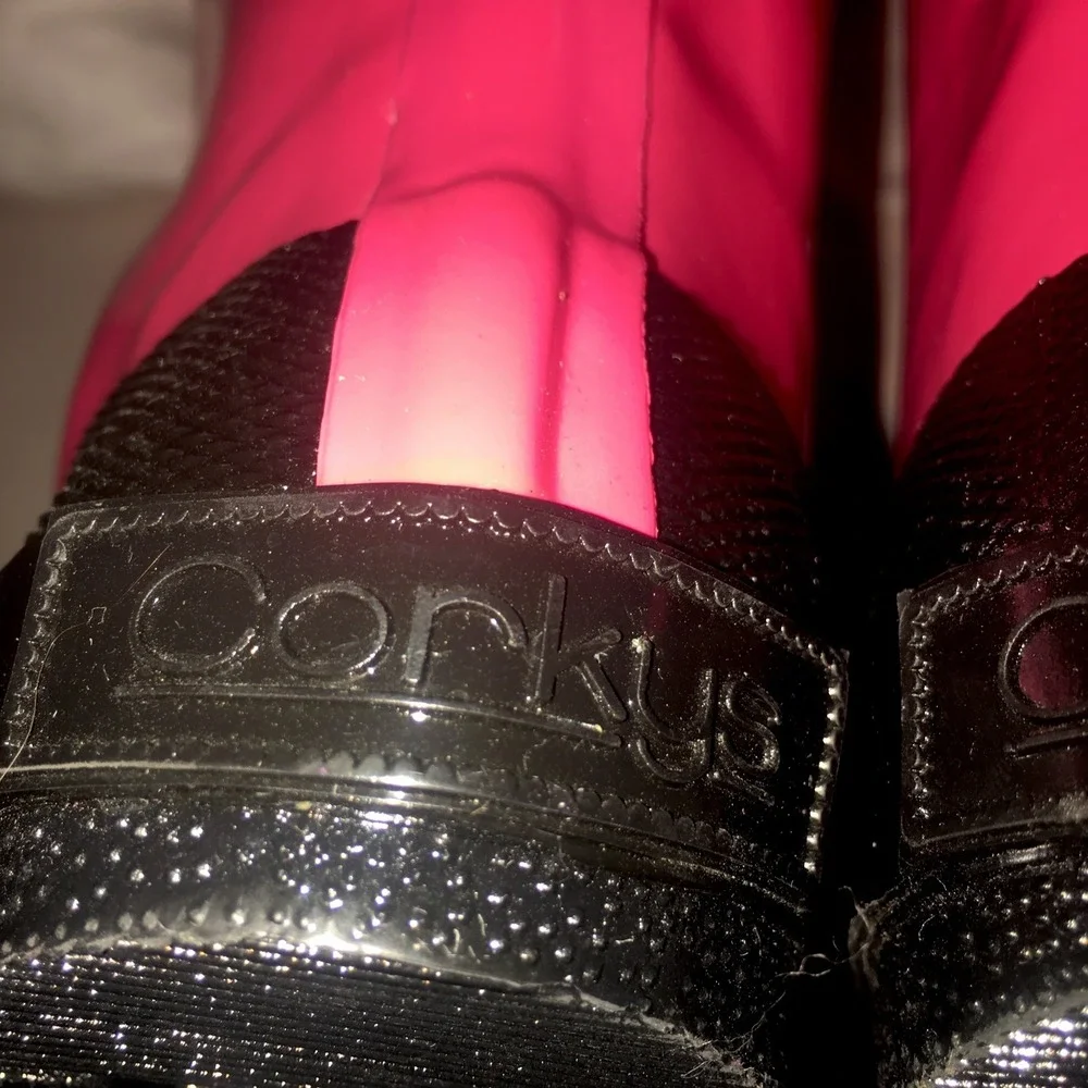 Girls Hot Pink Mary Jane Rubber Rain Boots Corkys size 11